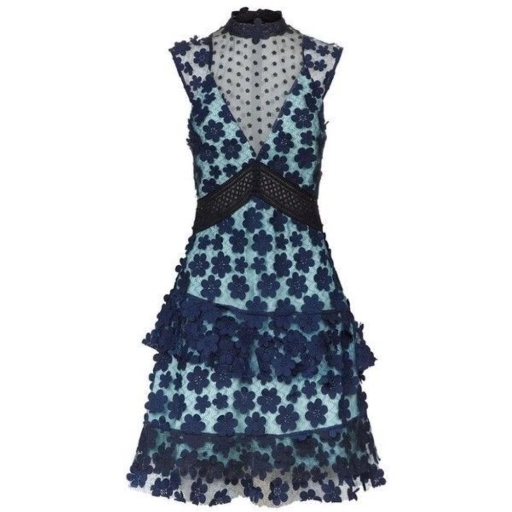 Self-Portrait Lace Pattern Mini Dress Sz 4